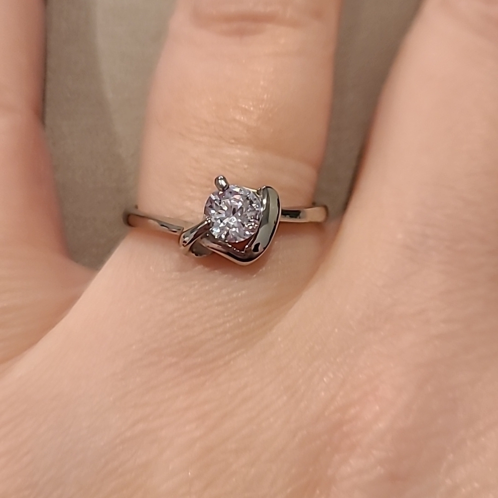 Cubic zirconia stainless steel ring